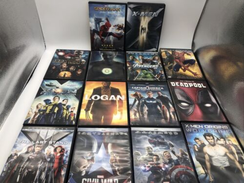 Marvel 14 DVD LOT MCU Wolverine Captain America Spiderman Iron Man Deadpool