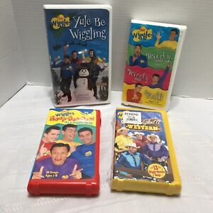 4 WIGGLES VHS One Sealed Cold Spaghetti -Yule be Wiggling-Hoop Dee Doo-Wiggly
