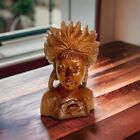 19th Century Hand Carved Rosewood Chinese Woman’s Bust Sculpture With Glass Eyes