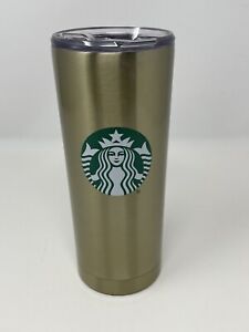 Starbucks Travel Tumbler 20 Fl Oz Gold w/ Starbucks Logo Coffee Plastic Lid
