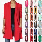 TheMogan S~3X Casual 3/4 Sleeve Slouchy Pocket Jersey Knit Open Front Cardigan