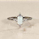 Women's 925 Sterling Silver Ring, Square Opal Moonstone