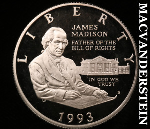1993-S James Madison Commemorative Silver Half Dollar - Gem Proof Lustrous #V756