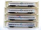 N Scale Set of 4 Brand New Amtrak Phase I Streamlined Passenger Cars Low Ship