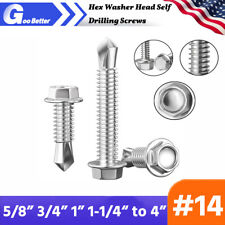 #14 Hex Washer Head Self Drilling Screws 410 Stainless Steel 5/8
