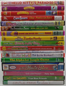 Lot Kids Childrens DVD Movies Shows Sesame Street Elmo Care Bears Hello Kitty