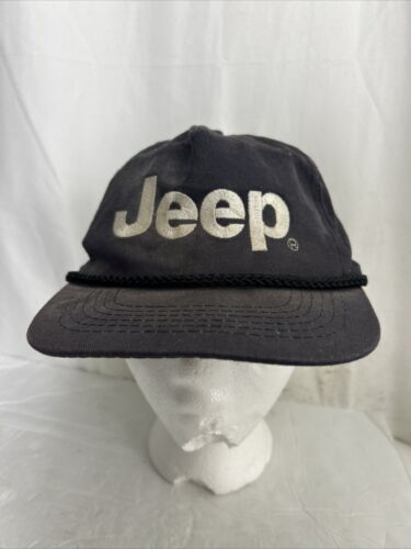 KC Jeep Vintage Blue Adjustable Braided Band Baseball Cap One Size Stained Hat