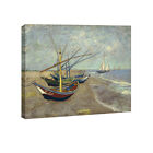 Canvas Prints Fishing Boats Sea Van Gogh Painting Repro Wall Art Decor Framed