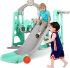 Kids Slide and Swing Set 4 in 1 Toddler Slide Climber Playset Outdoor Playground
