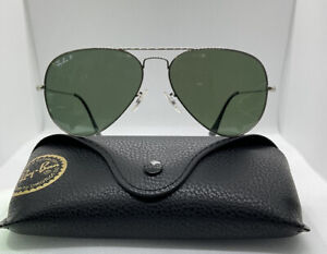 Ray-Ban 58mm Aviator Classic Silver Stainless Sunglasses - Green Glass Polarized