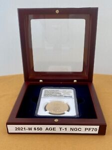 2021-W  $50 1 oz  Proof Gold NGC PF70 American Eagle  Coin T-1 35th Anniversary.