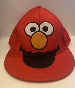 Elmo Sesame Street Embroidered Red Baseball Cap Hat Fitted Adult Size 7-7.5 Med