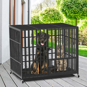 Escape Proof Dog Crate on Wheels Tray for Giant Breed Dogs Large up to 220 lbs