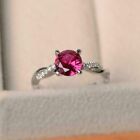 2Ct Round Cut Lab Created Ruby Solitaire Engagement Ring 14k White Gold Plated
