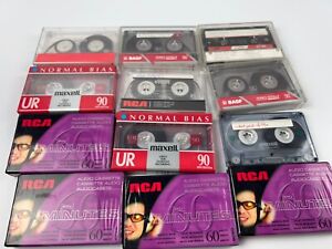 Lot of 12  Blank Cassette Audio Tapes Mixed Lot 6 new 6 used See Pictures