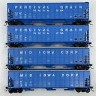 HO Lot of 4 Roundhouse 54’ FMC 3-Bay Covered Hopper Percival Grain Mid Iowa Corp