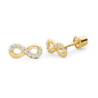 Wellingsale 14K Yellow Gold Infinity Stud Earrings