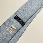 Genuine Hermes Light Blue Silk Tie w Gray&White Horsebit Design 60.5x3.25”