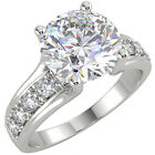 2.27 Ct Round Cut VVS2/E Solitaire Pave Diamond Engagement Ring 14K White Gold