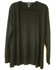 McDuff Women's Size Large 100% Cashmere Cardigan Sweater Black Open Front Long