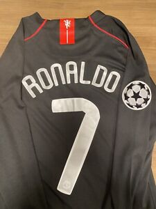 Cristiano Ronaldo Manchester United 2008 Retro Black Long Sleeve Jersey Small