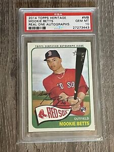 Mookie Betts 2014 Topps Heritage Rookie Card Real One Auto PSA 10 Dodgers MVP