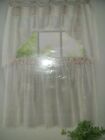 NWT BUTTERFLY WHITE AND PINK EMBROIDERED KITCHEN 2 CURTAINS AND 1 VALANCE