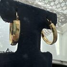 VINTAGE 14k YELLOW GOLD Beveled Edge HOOP EARRINGS - Classic Style great Size