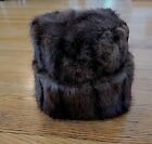 Vintage unisex men women beanie real muskrat fur hat brown fit size 23