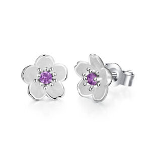 A Pair Silver Flower Crystal Earrings Women Ear Studs Party Jewelry Girls Gift