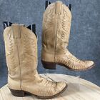 Justin Boots Mens 11.5 B Western Tall Mid Calf Cowboy Snake Skin Brown Leather
