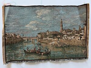 Vintage Italian Woven Tapestry Gondolas Grand Canal Venice Italy 9