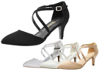 Women Low Kitten Heel Close Pointed Toe Ankle Strap Wedding Party Pump Shoes