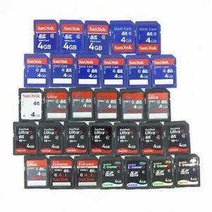 Lot of 31 SanDisk 4GB SD Cards, SDHC with Speeds up to 30MB/s