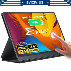 EVICIV Battery Portable Monitor 120Hz Touchscreen, Upgraded 15.6