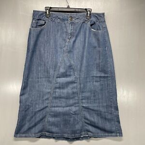 LANE BRYANT Women's Long Skirt Size 16 Dark Wash Blue Stretch Denim 5-Pocket