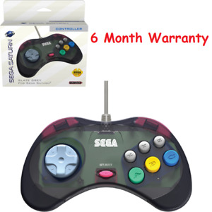 Retro-Bit Official Sega Saturn Controller Pad Original Port Slate Grey