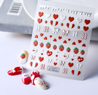 5D Bowknot Strawberry Love Heart Nail Art Stickers Self Adhesive DIY FEB313 NH23