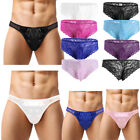 US Men Underwear Cotton Floral Lace Bulge Pouch Sissy Panties Low Rise Briefs