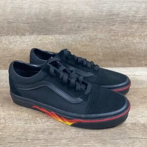 VANS Old Skool Flame Wall Black Black Skate Shoes Sneakers Mens 6 Womens 7.5 NEW