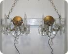 Antique Vtg Pair Crystal Maria Teresa Chandelier Sconces Wall Lamps w/ Prisms