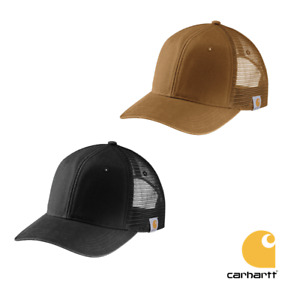 Carhartt Canvas Mesh-Back Cap (Black, Carhartt Brown)