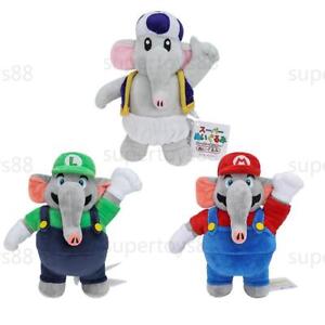 Super Mario Bros Plush Elephant Mario Luigi Blue Toad Toy Stuffed Doll Xmas Gift