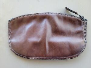 Brown Leather Full Size Expandable Tobacco Pouch with Zipper Holds 2 oz Tobacco