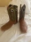 Justin Boots Austin Square Toe Cowboy  Mens Brown, Green Casual Boots BR307