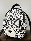 Betsey Johnson XO Baybee Mini Backpack/Crossbody Cat Face/Heart Leopard Print