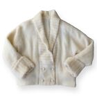 Donegal Design Vintage Mohair Wool Blend Cardigan Sweater Cream Ireland