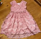Girls Dress Size 6 Lace and Flower Detail Stretch Dusty Rose Stretch Wedding