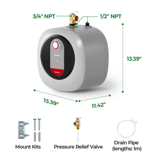 FOGATTI Electric Water Heater Instant Hot Mini-Tank for RV Under Sink 2.5 Gallon