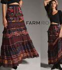 Farm Rio Black Fruit Paradise Tiered Ruffled Maxi Skirt, Women's Size Medium